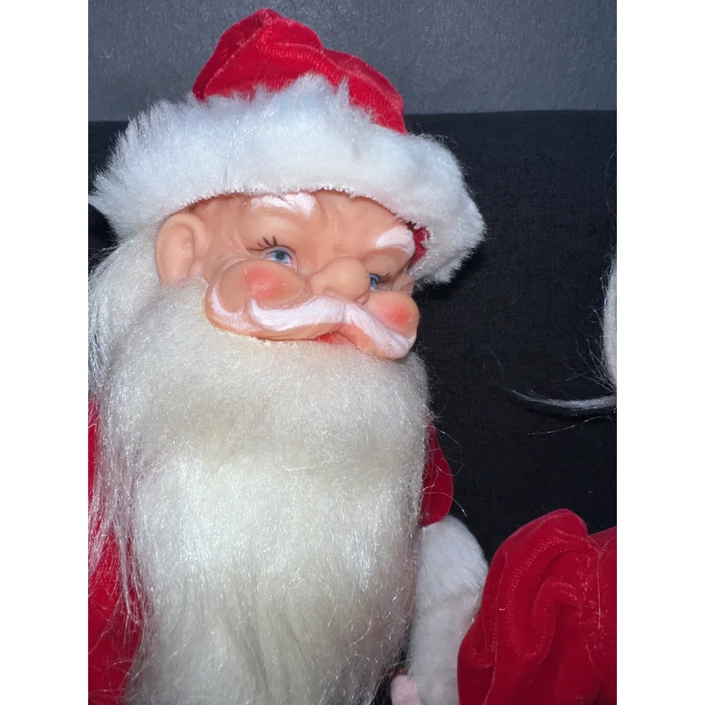 Vintage Handmade Santa & Mrs. Claus Dolls Figures Christmas Decor ~13.5 & 12.5” - Picture 3 of 5